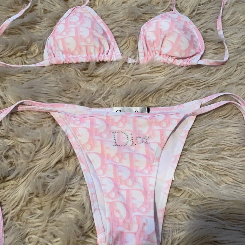 COPY - pink and white two piece bikini